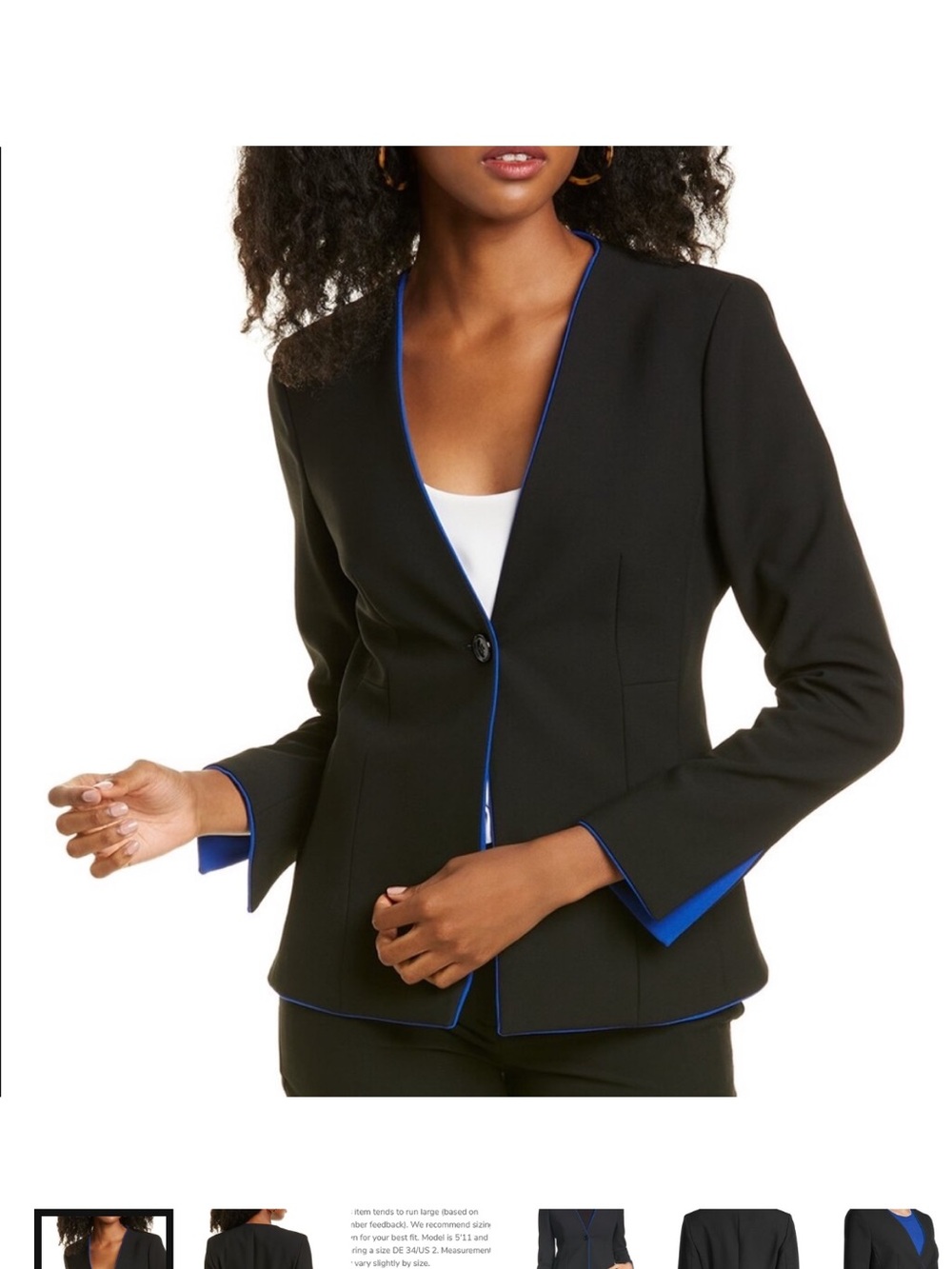 Boss Black Blazer with Blue Trim - Single-Button Tailored Jacket